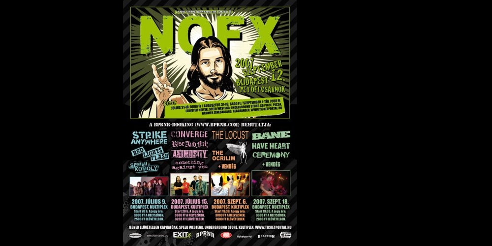 Budapest Rock´n´roll koncertek szeptemberben:  The Locust (USA) - NOFX (USA) - BANE (USA)